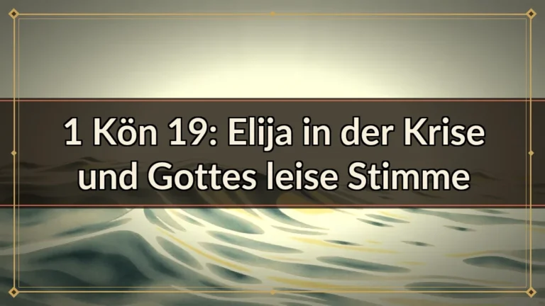 1 Kön 19: Elija in der Krise und Gottes leise Stimme