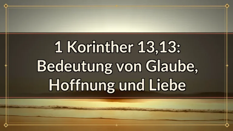 1 Korinther 13,13: Bedeutung von Glaube, Hoffnung und Liebe