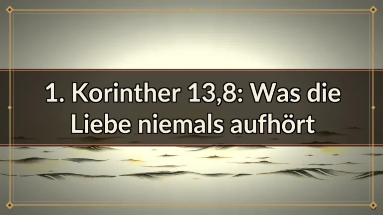 1. Korinther 13,8: Was die Liebe niemals aufhört 1. Korinther 13,8: Was die Liebe niemals aufhört