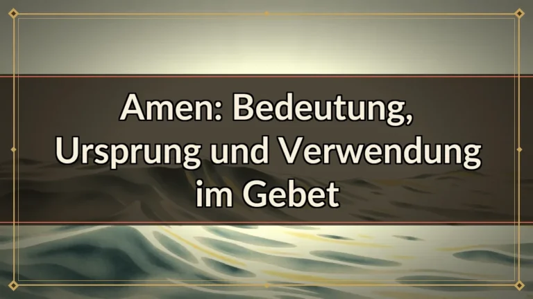 Amen: Bedeutung, Ursprung und Verwendung im Gebet Amen: Bedeutung, Ursprung und Verwendung im Gebet