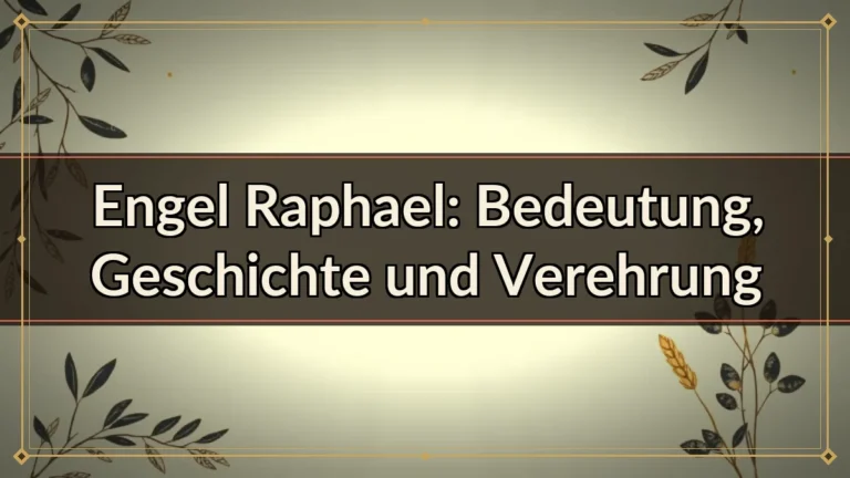 Engel Raphael: Bedeutung, Geschichte und Verehrung
