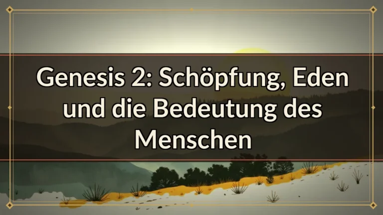 Genesis 2: Schöpfung, Eden und die Bedeutung des Menschen Genesis 2: Schöpfung, Eden und die Bedeutung des Menschen