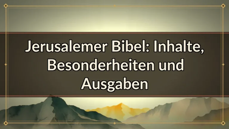 Jerusalemer Bibel: Inhalte, Besonderheiten und Ausgaben Jerusalemer Bibel: Inhalte, Besonderheiten und Ausgaben