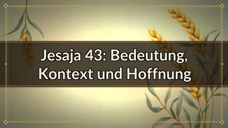 Jesaja 43: Bedeutung, Kontext und Hoffnung