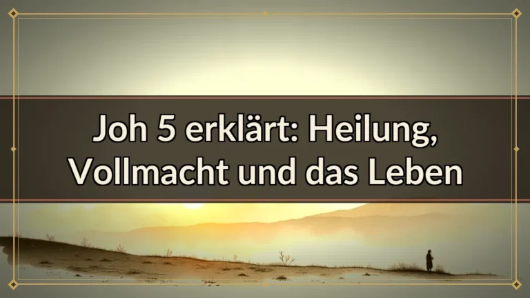 Joh 5 erklärt: Heilung, Vollmacht und das Leben