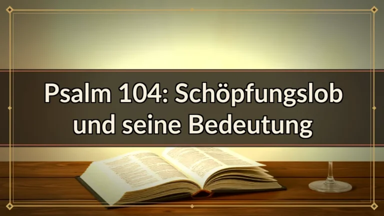 Psalm 104: Schöpfungslob und seine Bedeutung