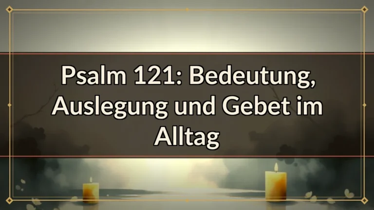 Psalm 121: Bedeutung, Auslegung und Gebet im Alltag Psalm 121: Bedeutung, Auslegung und Gebet im Alltag