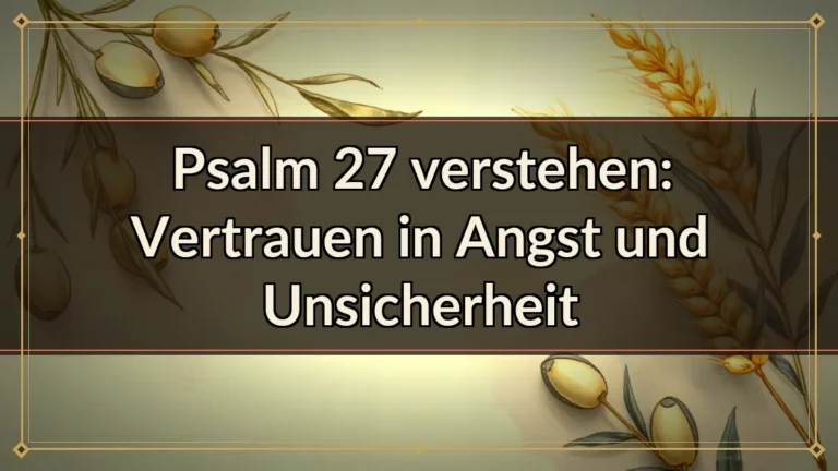 Psalm 27 verstehen: Vertrauen in Angst und Unsicherheit Psalm 27 verstehen: Vertrauen in Angst und Unsicherheit