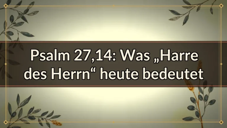 Psalm 27,14: Was „Harre des Herrn“ heute bedeutet Psalm 27,14: Was „Harre des Herrn“ heute bedeutet