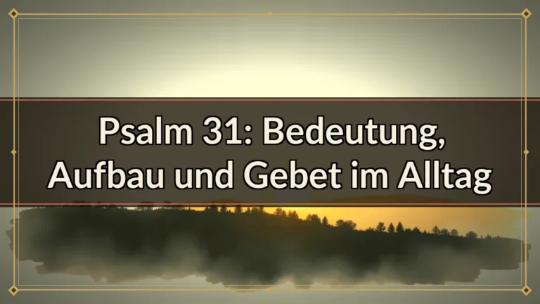 Psalm 31: Bedeutung, Aufbau und Gebet im Alltag Psalm 31: Bedeutung, Aufbau und Gebet im Alltag