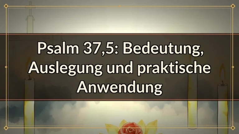 Psalm 37,5: Bedeutung, Auslegung und praktische Anwendung