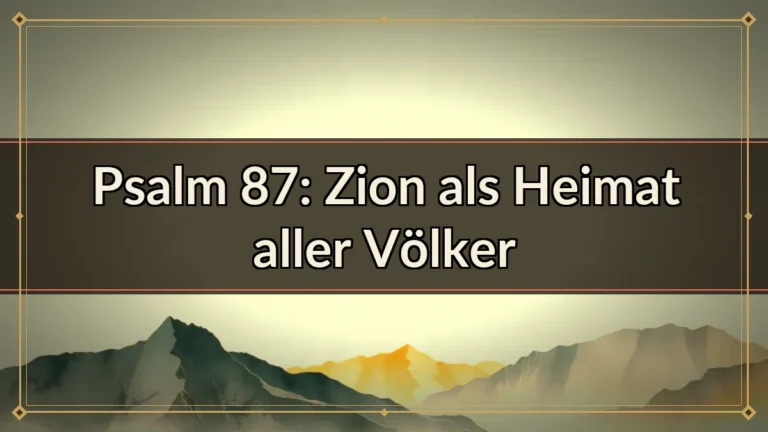 Psalm 87: Zion als Heimat aller Völker