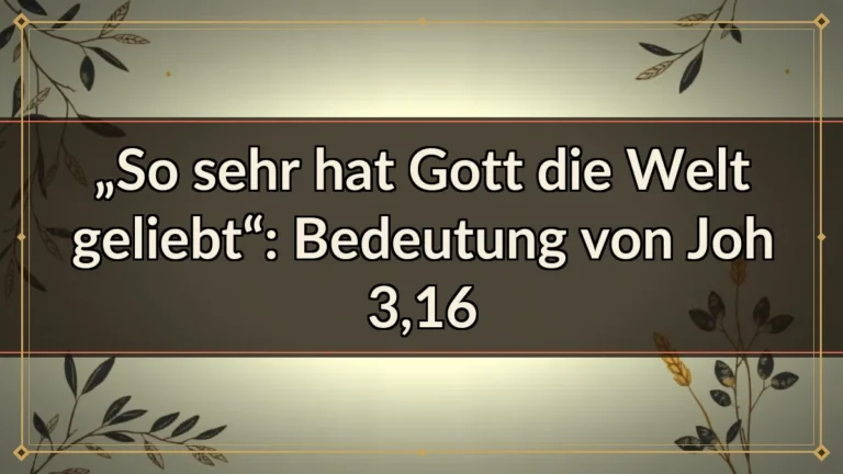 „So sehr hat Gott die Welt geliebt“: Bedeutung von Joh 3,16 „So sehr hat Gott die Welt geliebt“: Bedeutung von Joh 3,16