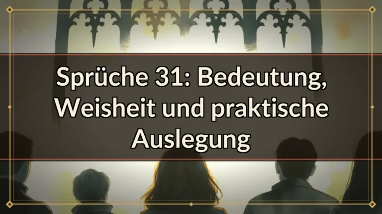 Sprüche 31: Bedeutung, Weisheit und praktische Auslegung