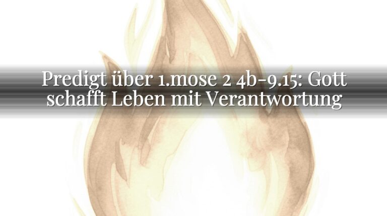 Predigt über 1.mose 2 4b-9.15: Gott schafft Leben mit Verantwortung