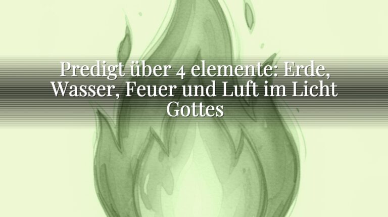 Predigt über 4 elemente: Erde, Wasser, Feuer und Luft im Licht Gottes