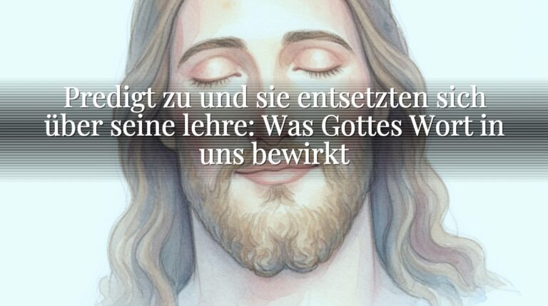 Predigt zu und sie entsetzten sich über seine lehre: Was Gottes Wort in uns bewirkt