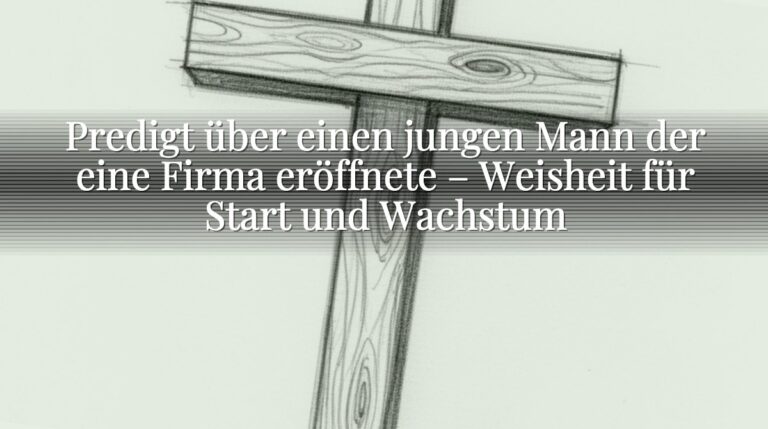 Predigt über einen jungen Mann der eine Firma eröffnete – Weisheit für Start und Wachstum