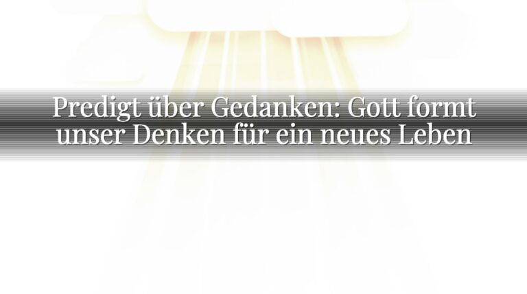 Predigt über Gedanken: Gott formt unser Denken für ein neues Leben