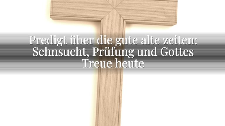Predigt über die gute alte zeiten: Sehnsucht, Prüfung und Gottes Treue heute
