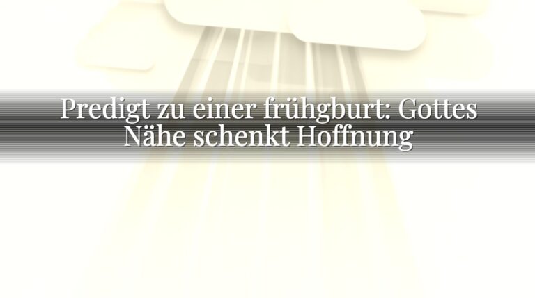 Predigt zu einer frühgburt: Gottes Nähe schenkt Hoffnung Predigt zu einer frühgburt: Gottes Nähe schenkt Hoffnung