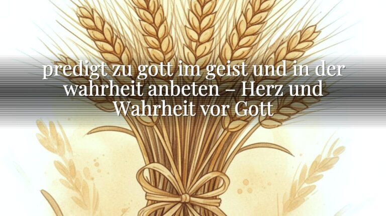 predigt zu gott im geist und in der wahrheit anbeten – Herz und Wahrheit vor Gott