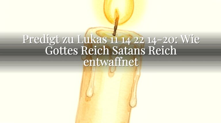 Predigt zu Lukas 11 14 22 14-20: Wie Gottes Reich Satans Reich entwaffnet