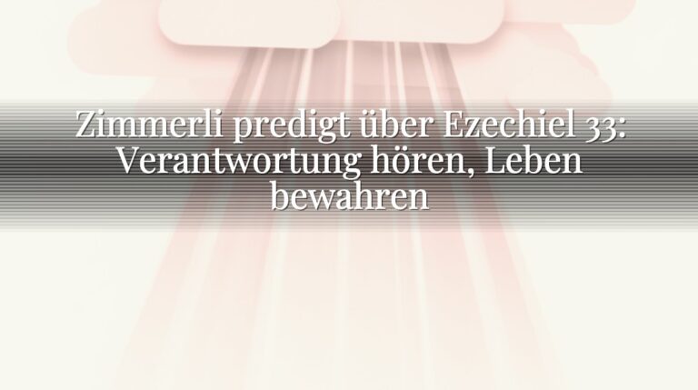 Zimmerli predigt über Ezechiel 33: Verantwortung hören, Leben bewahren