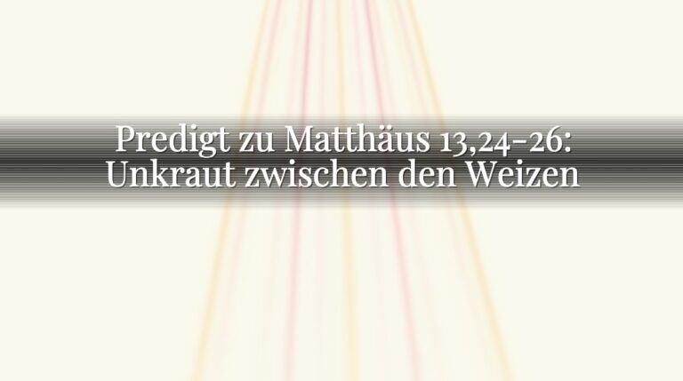 Predigt zu Matthäus 13,24-26: Unkraut zwischen den Weizen