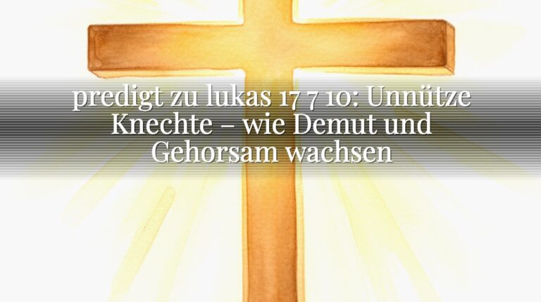 predigt zu lukas 17 7 10: Unnütze Knechte – wie Demut und Gehorsam wachsen