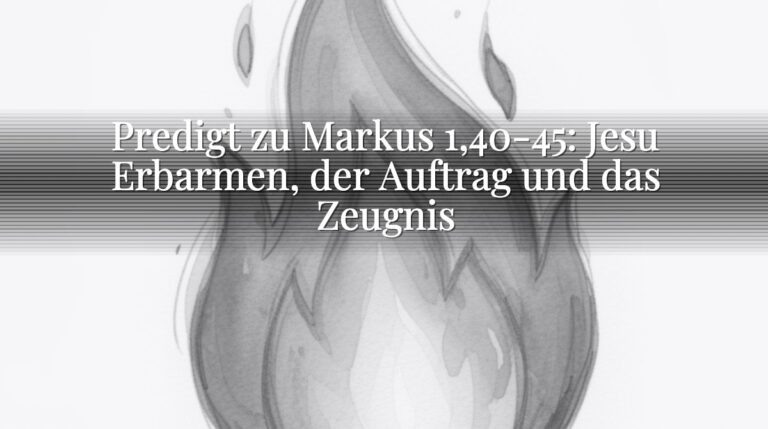 Predigt zu Markus 1,40-45: Jesu Erbarmen, der Auftrag und das Zeugnis