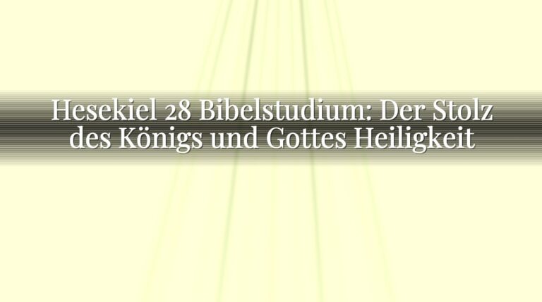 Hesekiel 28 Bibelstudium: Der Stolz des Königs und Gottes Heiligkeit