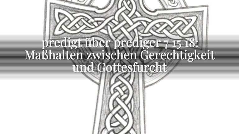 predigt über prediger 7 15 18: Maßhalten zwischen Gerechtigkeit und Gottesfurcht