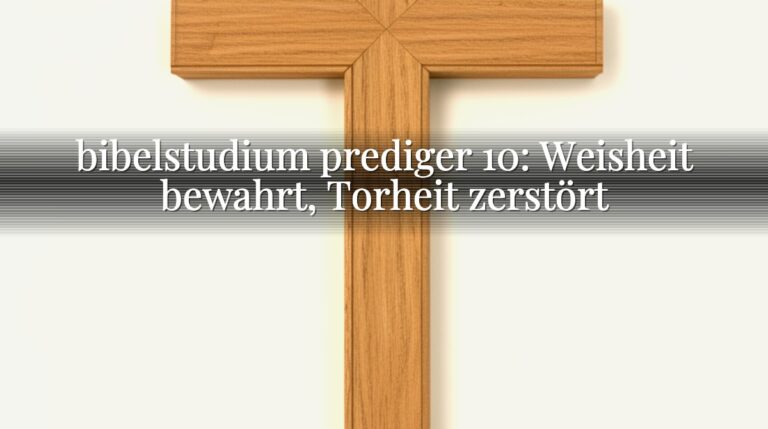 bibelstudium prediger 10: Weisheit bewahrt, Torheit zerstört