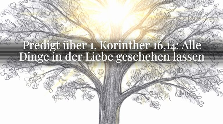 Predigt über 1. Korinther 16,14: Alle Dinge in der Liebe geschehen lassen Predigt über 1. Korinther 16,14: Alle Dinge in der Liebe geschehen lassen