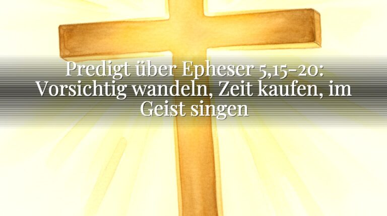 Predigt über Epheser 5,15-20: Vorsichtig wandeln, Zeit kaufen, im Geist singen Predigt über Epheser 5,15-20: Vorsichtig wandeln, Zeit kaufen, im Geist singen