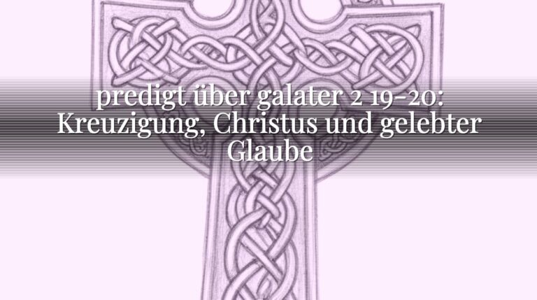 predigt über galater 2 19-20: Kreuzigung, Christus und gelebter Glaube