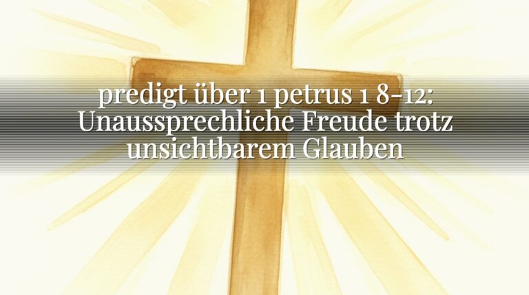 predigt über 1 petrus 1 8-12: Unaussprechliche Freude trotz unsichtbarem Glauben