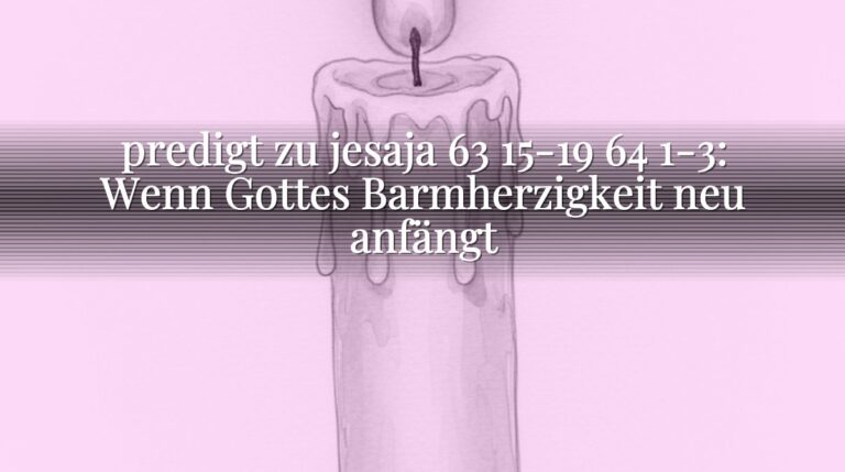 predigt zu jesaja 63 15-19 64 1-3: Wenn Gottes Barmherzigkeit neu anfängt