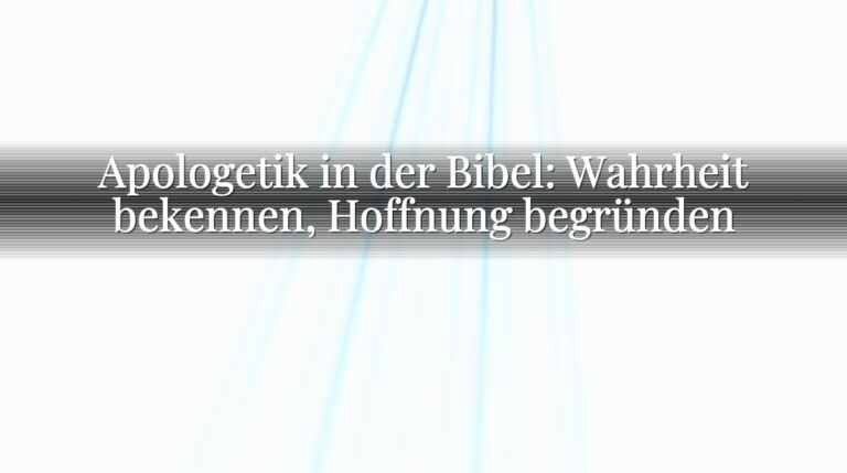 Apologetik in der Bibel: Wahrheit bekennen, Hoffnung begründen