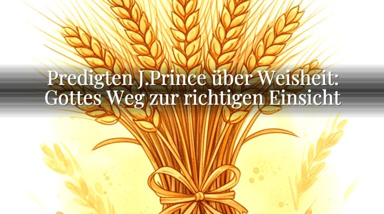 Predigten J.Prince über Weisheit: Gottes Weg zur richtigen Einsicht Predigten J.Prince über Weisheit: Gottes Weg zur richtigen Einsicht