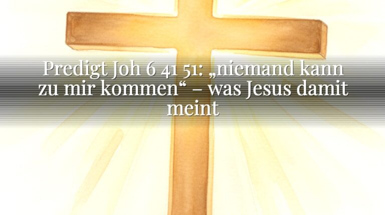 Predigt Joh 6 41 51: „niemand kann zu mir kommen“ – was Jesus damit meint