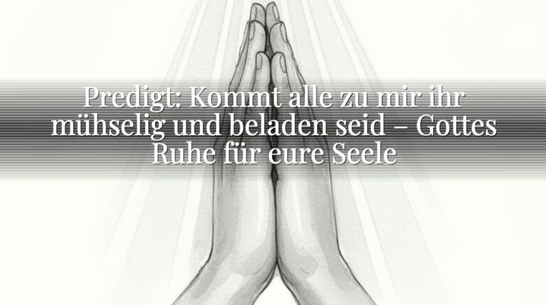 Predigt: Kommt alle zu mir ihr mühselig und beladen seid – Gottes Ruhe für eure Seele