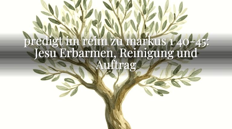 predigt im reim zu markus 1 40-45: Jesu Erbarmen, Reinigung und Auftrag