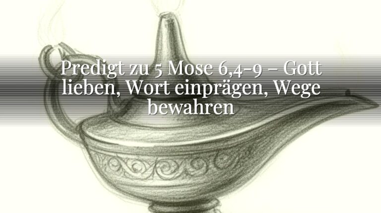 Predigt zu 5 Mose 6,4-9 – Gott lieben, Wort einprägen, Wege bewahren Predigt zu 5 Mose 6,4-9 – Gott lieben, Wort einprägen, Wege bewahren