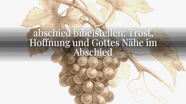 abschied bibelstellen: Trost, Hoffnung und Gottes Nähe im Abschied