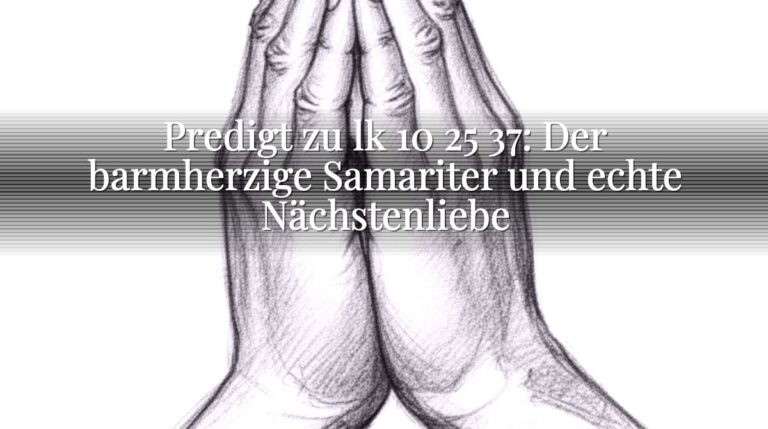 Predigt zu lk 10 25 37: Der barmherzige Samariter und echte Nächstenliebe