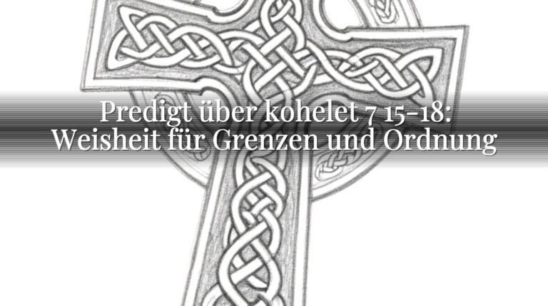 Predigt über kohelet 7 15-18: Weisheit für Grenzen und Ordnung