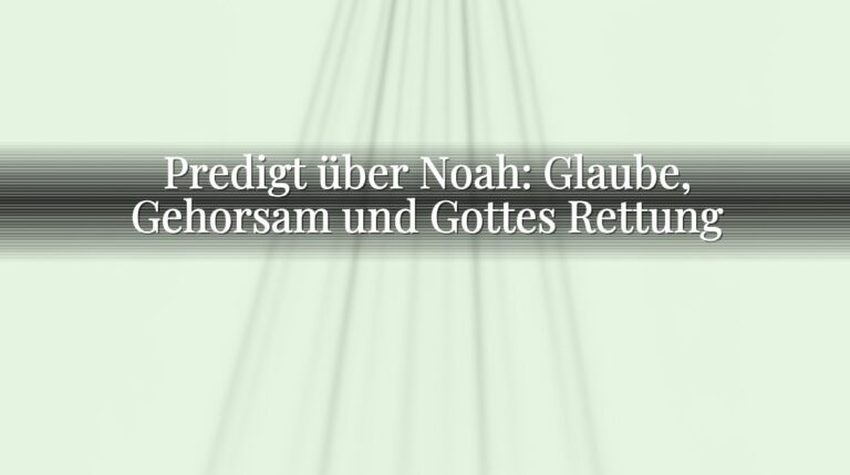 Predigt über Noah: Glaube, Gehorsam und Gottes Rettung