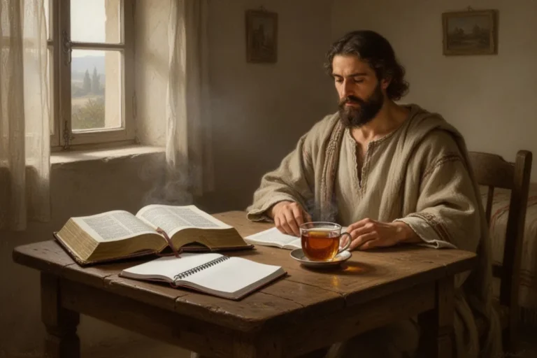 Offene Bibel und Notizbuch für ein persönliches Morgengebet